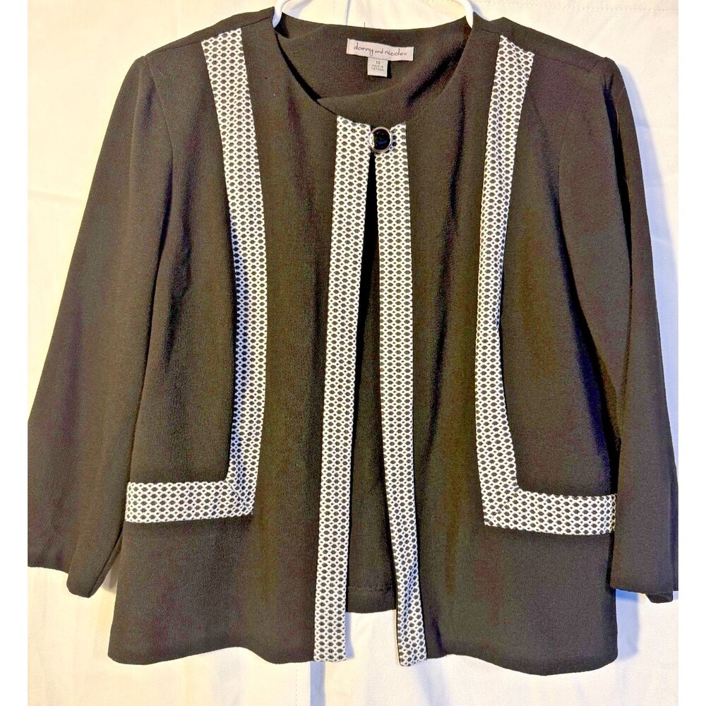 Danny & Nicole Black Blazer Jacket One Button Office Boho Women's 14 Large L